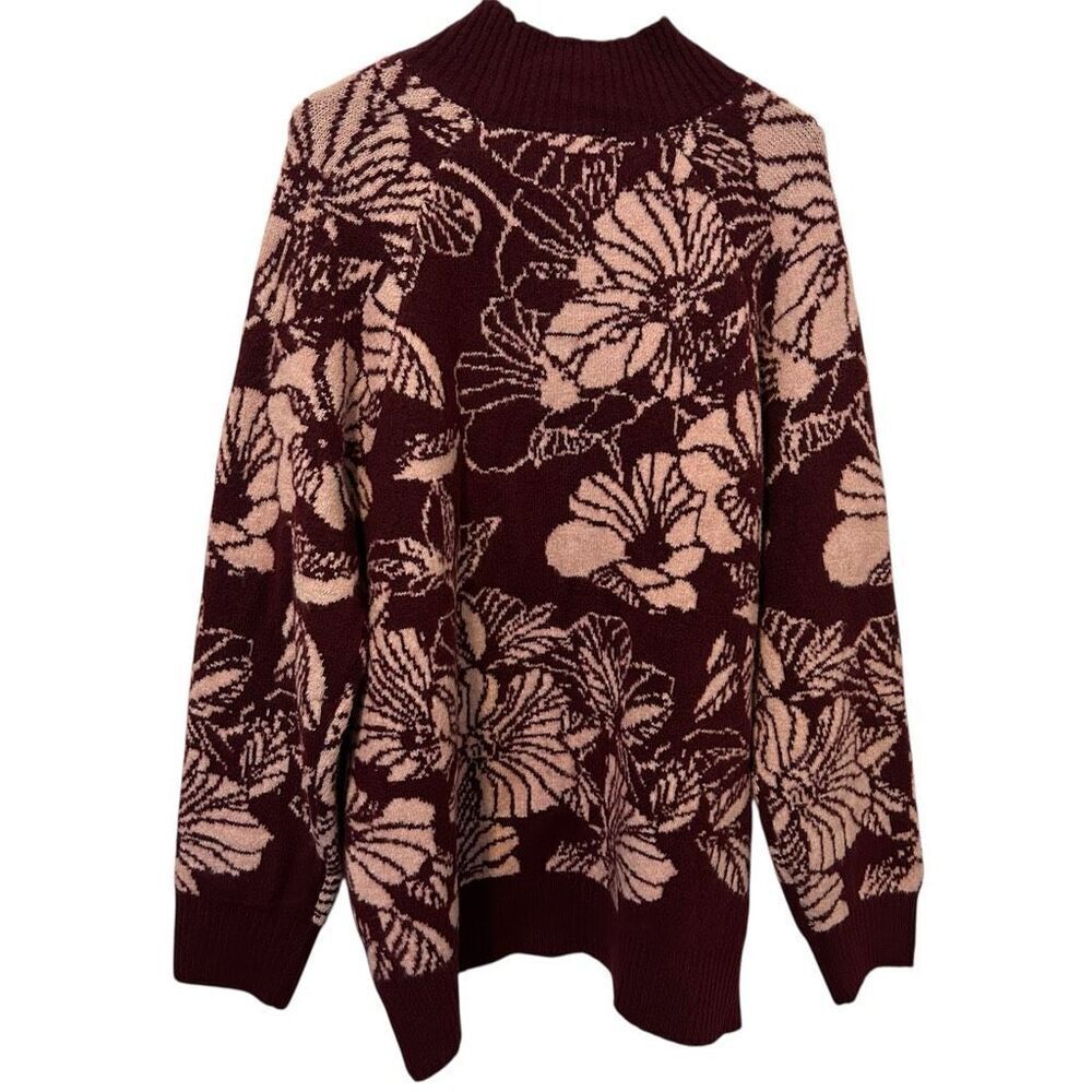 Liz Claiborne pink and maroon Floral Sweater Pull Over Women's Plus Size 2X NWT - Picture 2 of 11